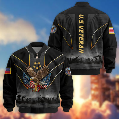Premium US Veterans Bomber Jacket, Gifts For US Veterans, Gifts On Father's Day, Veterans Day.