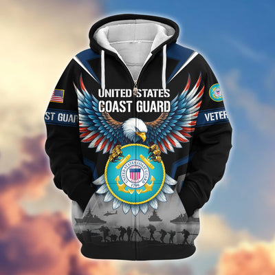 Premium US Veterans Zip Hoodie, Gifts For US Veterans, Gifts On Father's Day, Veterans Day.