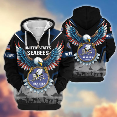 Premium US Veterans Zip Hoodie, Gifts For US Veterans, Gifts On Father's Day, Veterans Day.