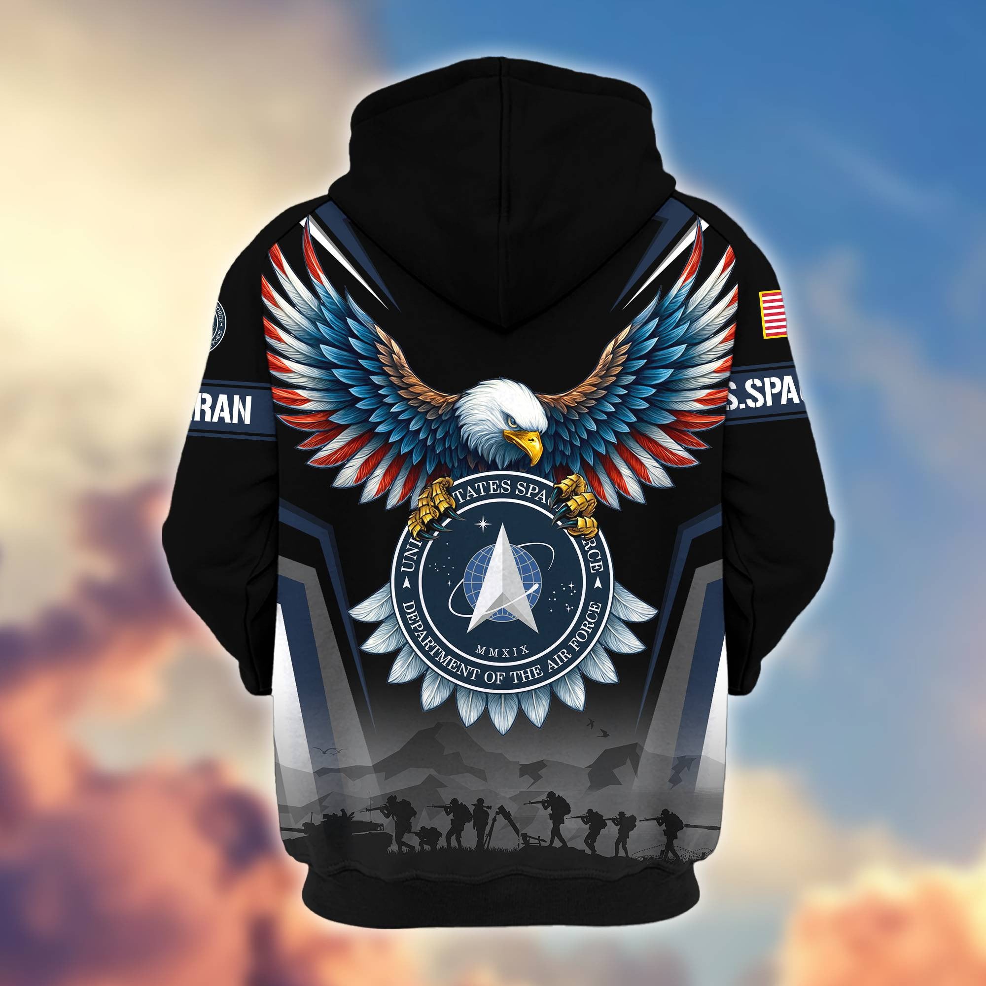 Premium US Veterans Zip Hoodie, Gifts For US Veterans, Gifts On Father's Day, Veterans Day.