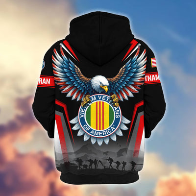 Premium US Veterans Zip Hoodie, Gifts For US Veterans, Gifts On Father's Day, Veterans Day.