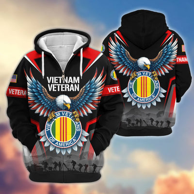 Premium US Veterans Zip Hoodie, Gifts For US Veterans, Gifts On Father's Day, Veterans Day.