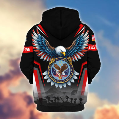 Premium US Veterans Zip Hoodie, Gifts For US Veterans, Gifts On Father's Day, Veterans Day.