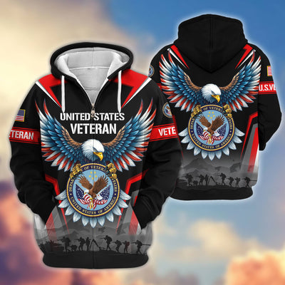 Premium US Veterans Zip Hoodie, Gifts For US Veterans, Gifts On Father's Day, Veterans Day.