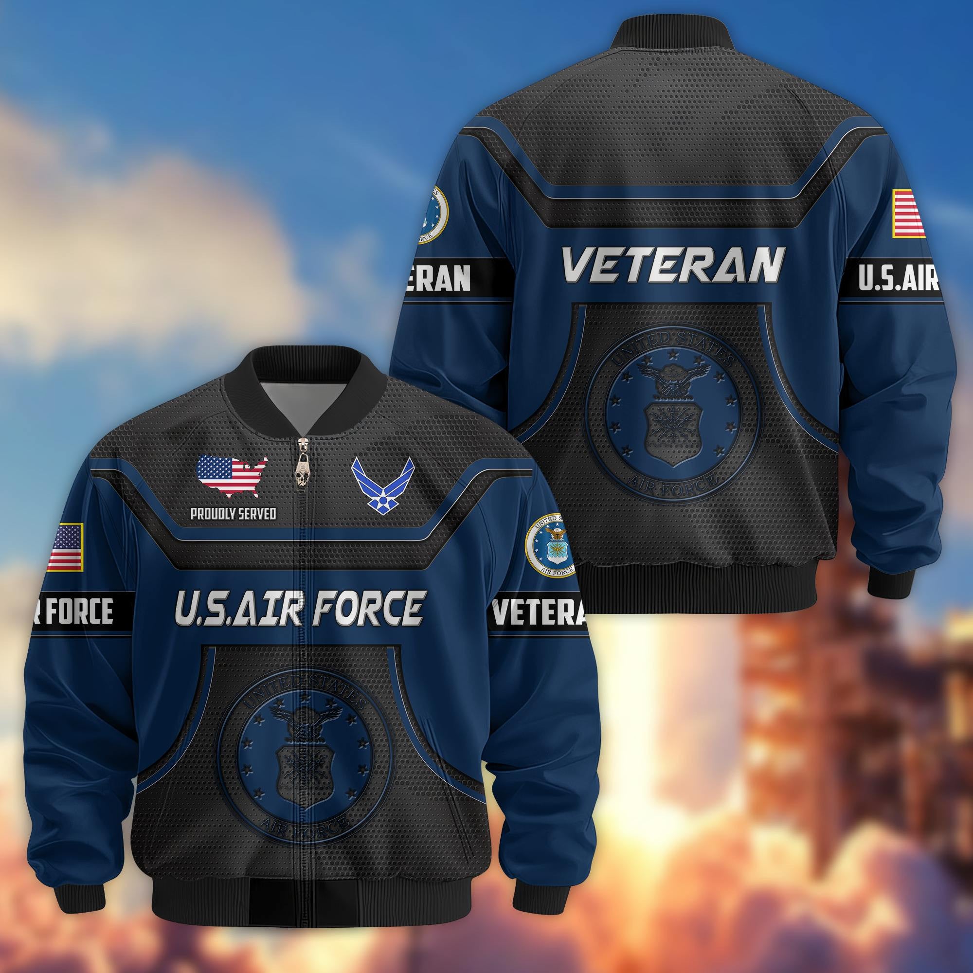 Premium US Veterans Bomber Jacket, Gifts For US Veterans, Gifts On Father's Day, Veterans Day.