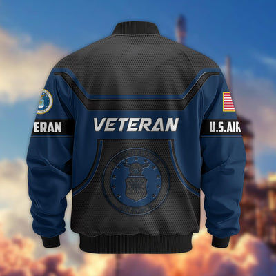Premium US Veterans Bomber Jacket, Gifts For US Veterans, Gifts On Father's Day, Veterans Day.