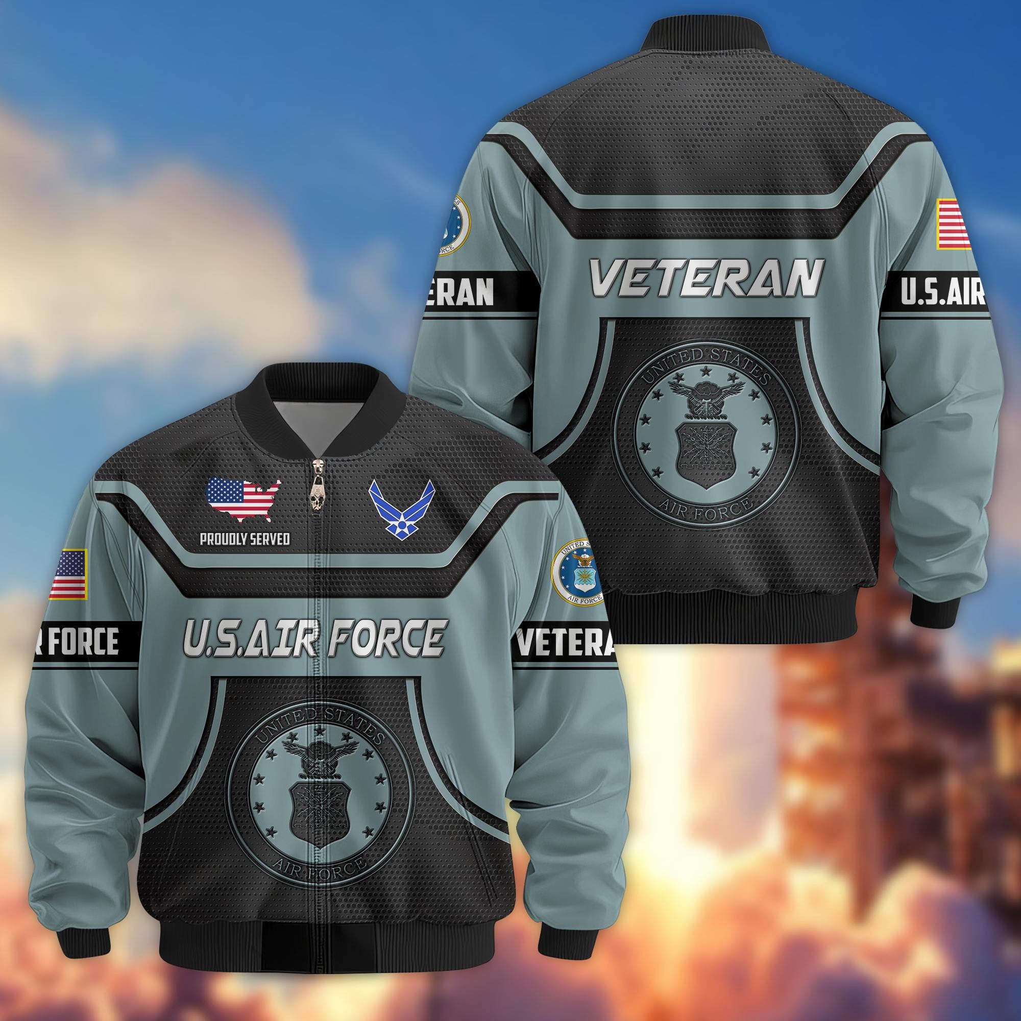 Premium US Veterans Bomber Jacket, Gifts For US Veterans, Gifts On Father's Day, Veterans Day.