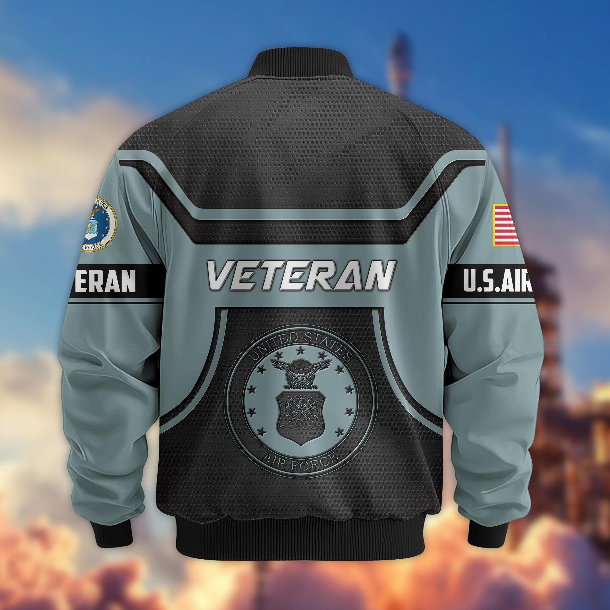 Premium US Veterans Bomber Jacket, Gifts For US Veterans, Gifts On Father's Day, Veterans Day.
