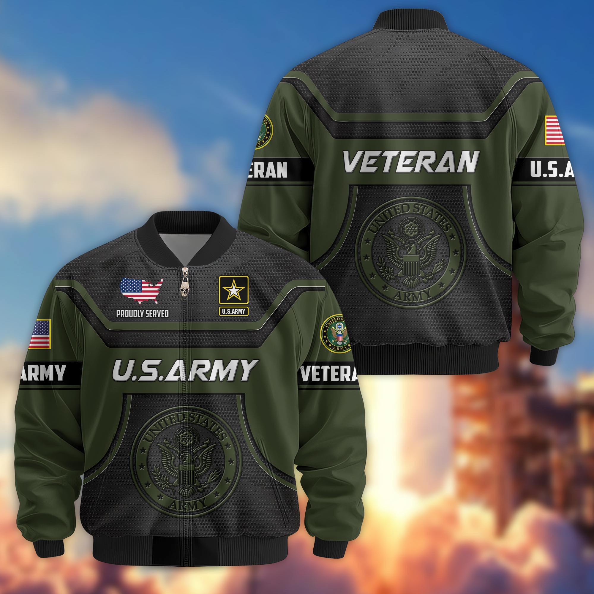 Premium US Veterans Bomber Jacket, Gifts For US Veterans, Gifts On Father's Day, Veterans Day.