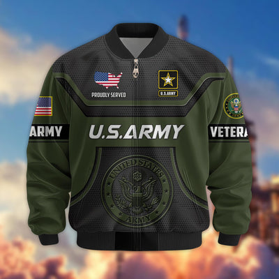 Premium US Veterans Bomber Jacket, Gifts For US Veterans, Gifts On Father's Day, Veterans Day.