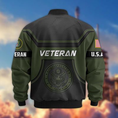 Premium US Veterans Bomber Jacket, Gifts For US Veterans, Gifts On Father's Day, Veterans Day.