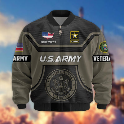 Premium US Veterans Bomber Jacket, Gifts For US Veterans, Gifts On Father's Day, Veterans Day.