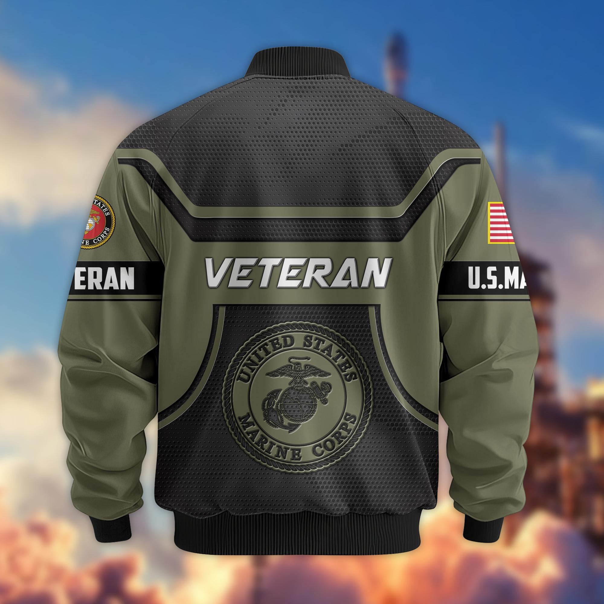 Premium US Veterans Bomber Jacket, Gifts For US Veterans, Gifts On Father's Day, Veterans Day.