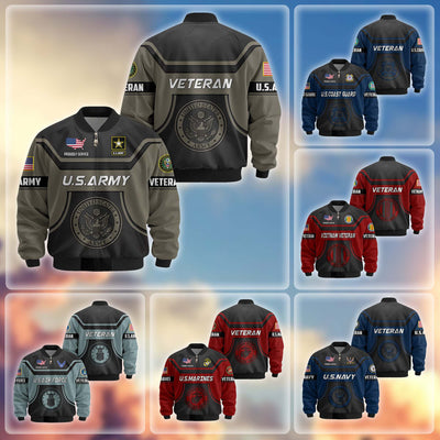 Premium US Veterans Bomber Jacket, Gifts For US Veterans, Gifts On Father's Day, Veterans Day.