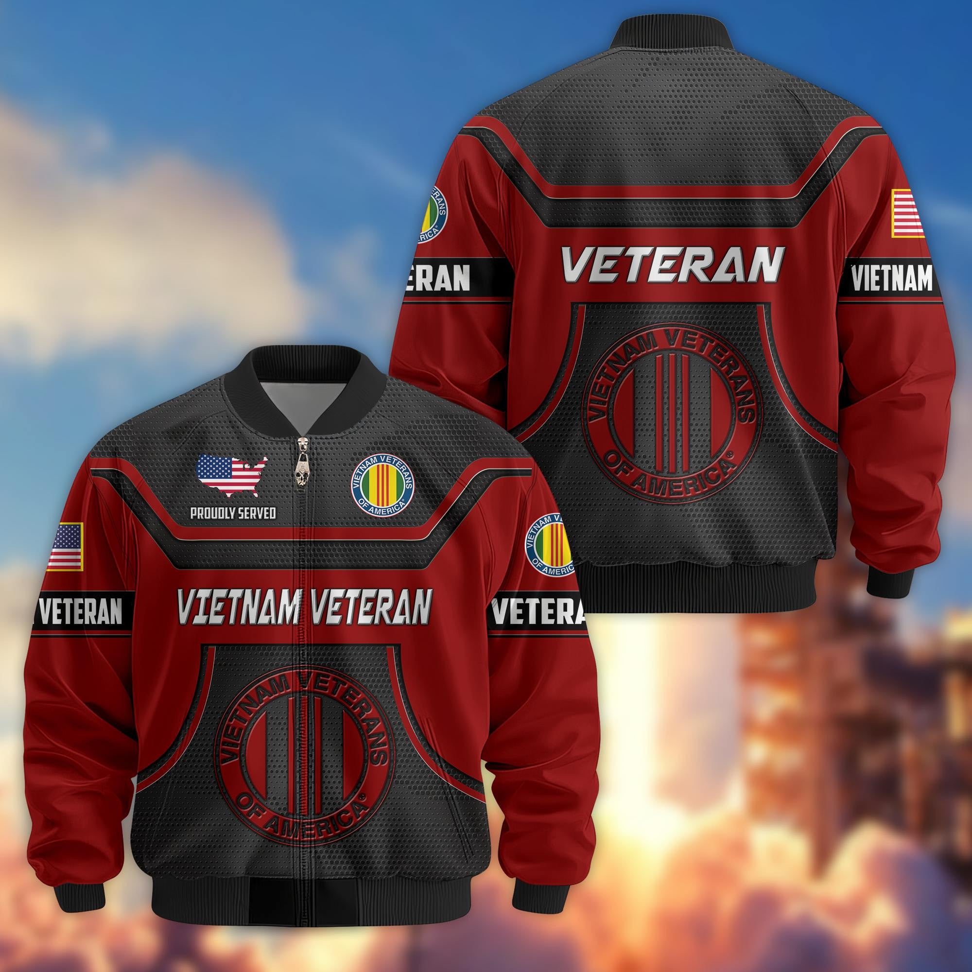 Premium US Veterans Bomber Jacket, Gifts For US Veterans, Gifts On Father's Day, Veterans Day.
