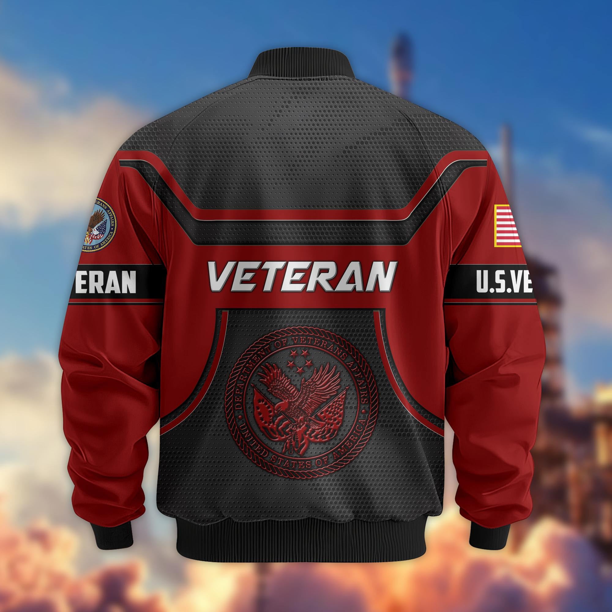 Premium US Veterans Bomber Jacket, Gifts For US Veterans, Gifts On Father's Day, Veterans Day.