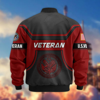 Premium US Veterans Bomber Jacket, Gifts For US Veterans, Gifts On Father's Day, Veterans Day.