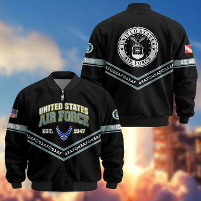 Premium US Veterans Bomber Jacket, Gifts For US Veterans, Gifts On Father's Day, Veterans Day.