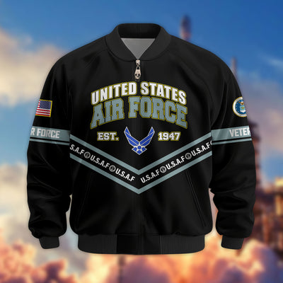 Premium US Veterans Bomber Jacket, Gifts For US Veterans, Gifts On Father's Day, Veterans Day.