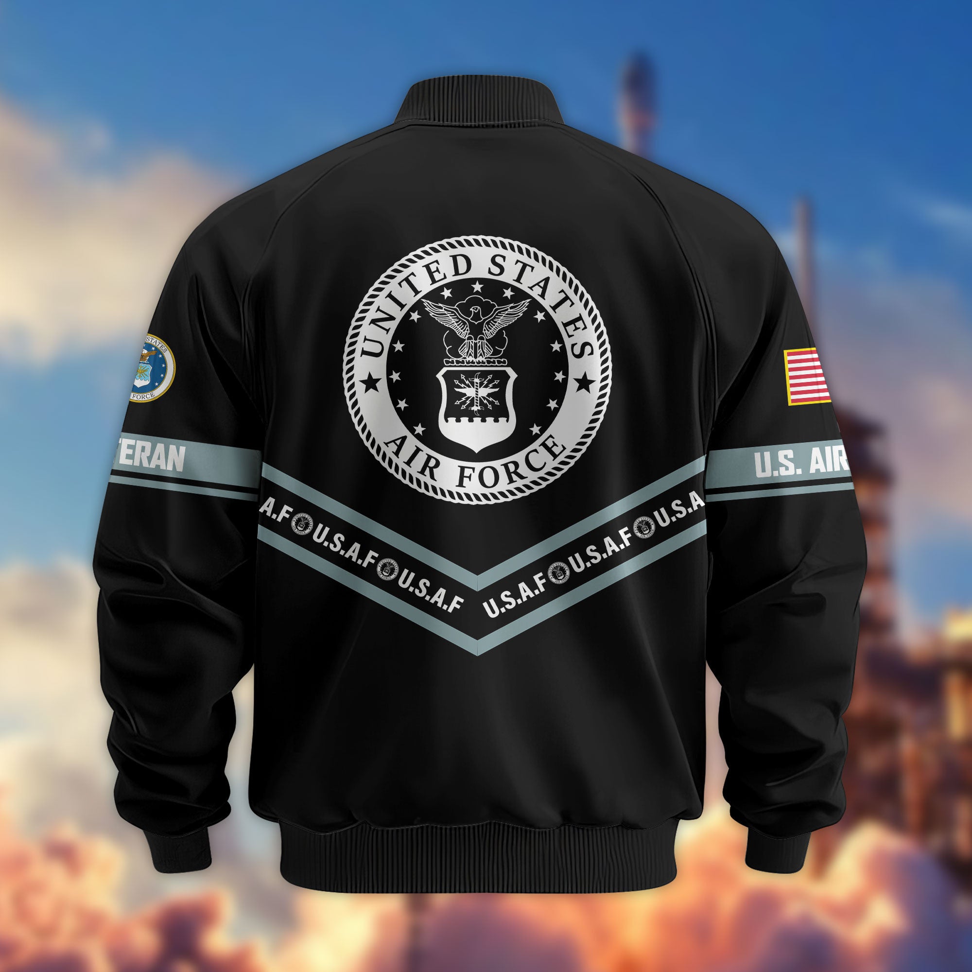Premium US Veterans Bomber Jacket, Gifts For US Veterans, Gifts On Father's Day, Veterans Day.