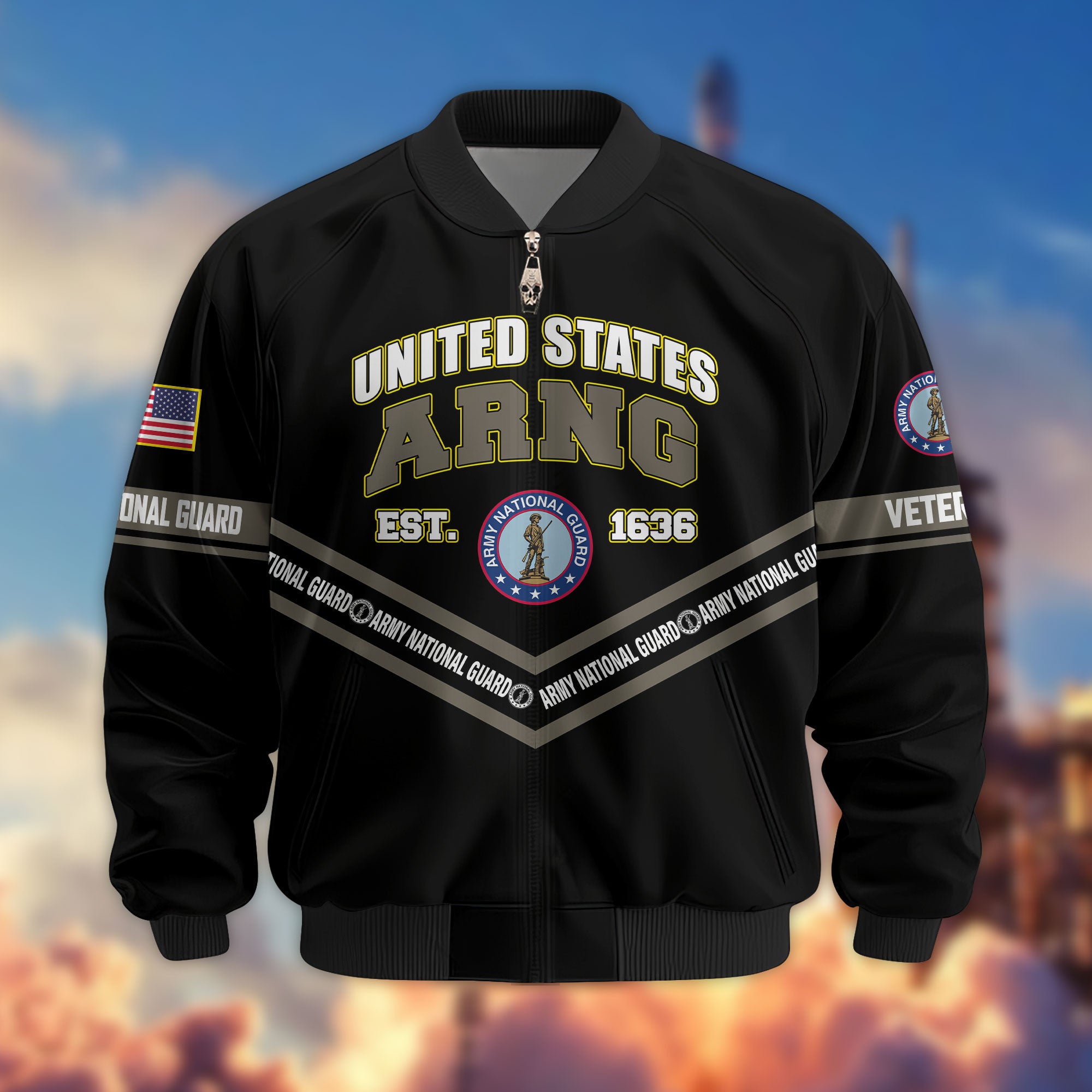 Premium US Veterans Bomber Jacket, Gifts For US Veterans, Gifts On Father's Day, Veterans Day.