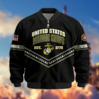 Premium US Veterans Bomber Jacket, Gifts For US Veterans, Gifts On Father's Day, Veterans Day.