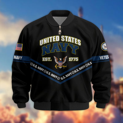 Premium US Veterans Bomber Jacket, Gifts For US Veterans, Gifts On Father's Day, Veterans Day.