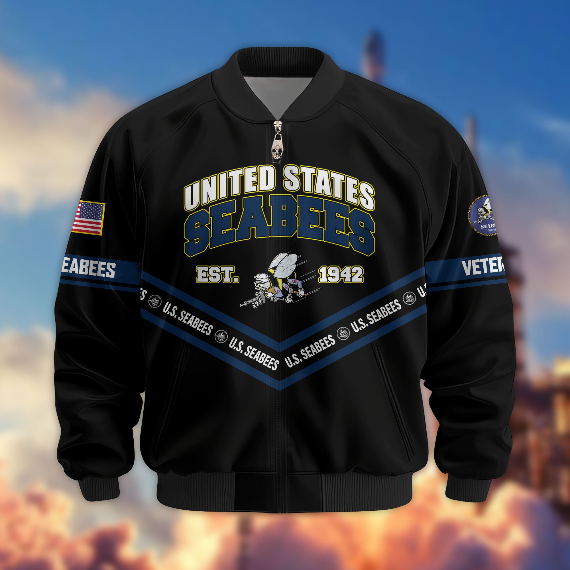 Premium US Veterans Bomber Jacket, Gifts For US Veterans, Gifts On Father's Day, Veterans Day.