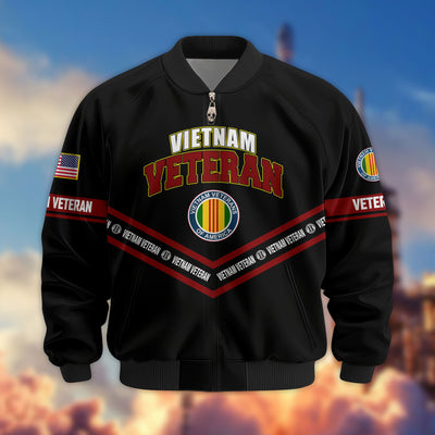 Premium US Veterans Bomber Jacket, Gifts For US Veterans, Gifts On Father's Day, Veterans Day.