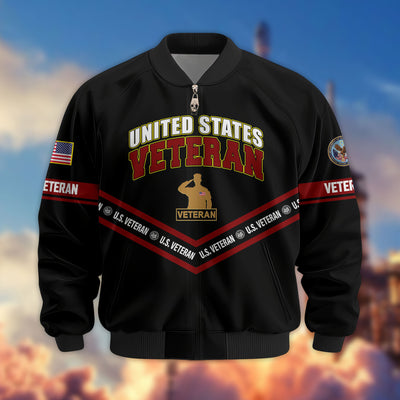 Premium US Veterans Bomber Jacket, Gifts For US Veterans, Gifts On Father's Day, Veterans Day.