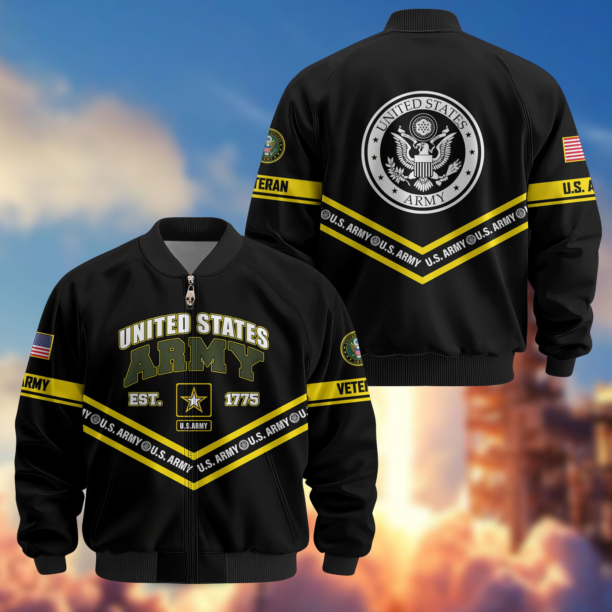 Premium US Veterans Bomber Jacket, Gifts For US Veterans, Gifts On Father's Day, Veterans Day.