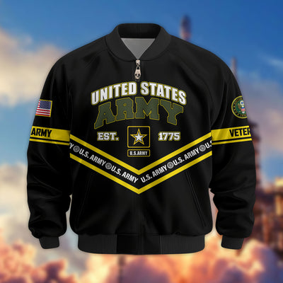 Premium US Veterans Bomber Jacket, Gifts For US Veterans, Gifts On Father's Day, Veterans Day.