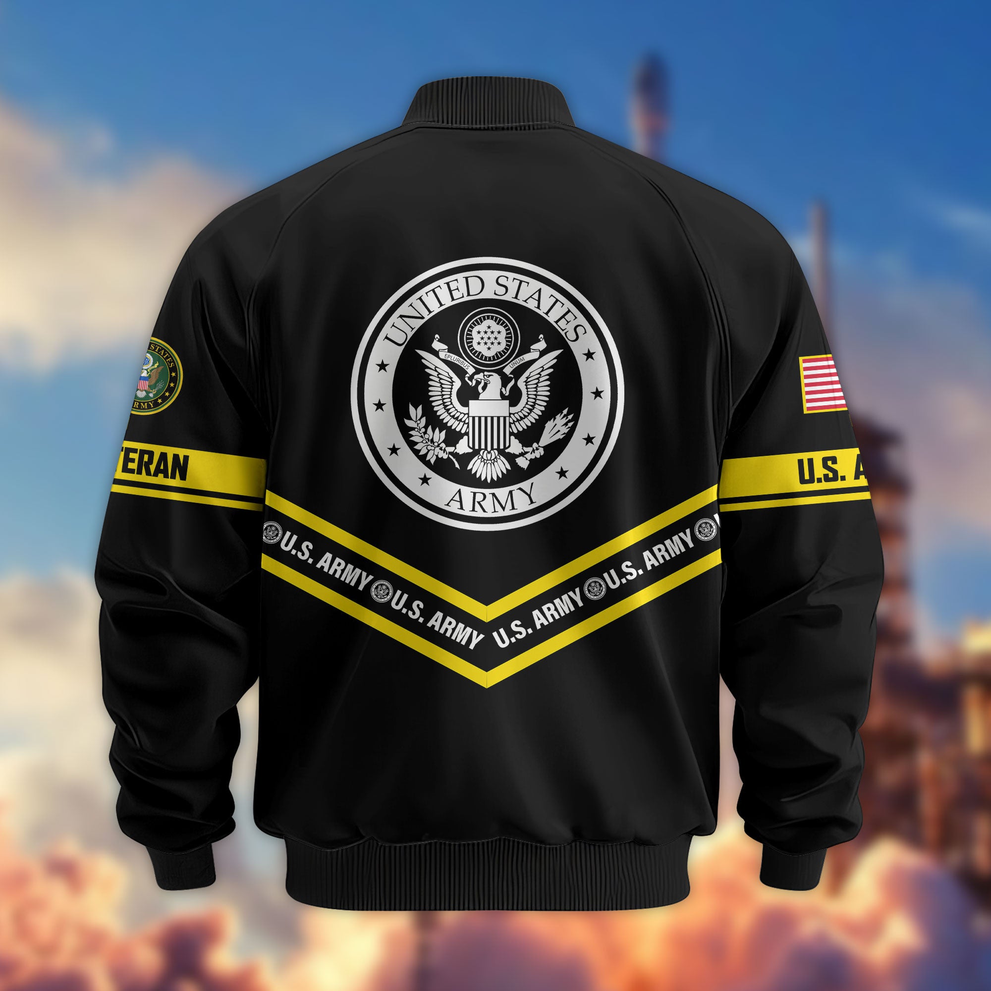 Premium US Veterans Bomber Jacket, Gifts For US Veterans, Gifts On Father's Day, Veterans Day.