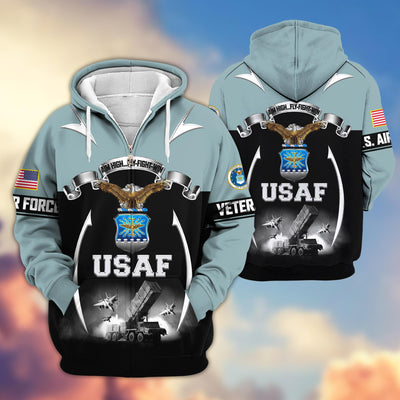 Premium US Veterans Zip Hoodie, Gifts For US Veterans, Gifts On Father's Day, Veterans Day.