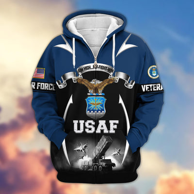Premium US Veterans Zip Hoodie, Gifts For US Veterans, Gifts On Father's Day, Veterans Day.