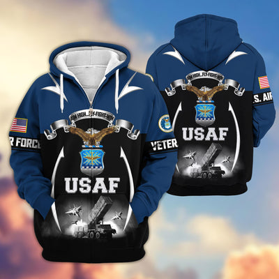 Premium US Veterans Zip Hoodie, Gifts For US Veterans, Gifts On Father's Day, Veterans Day.