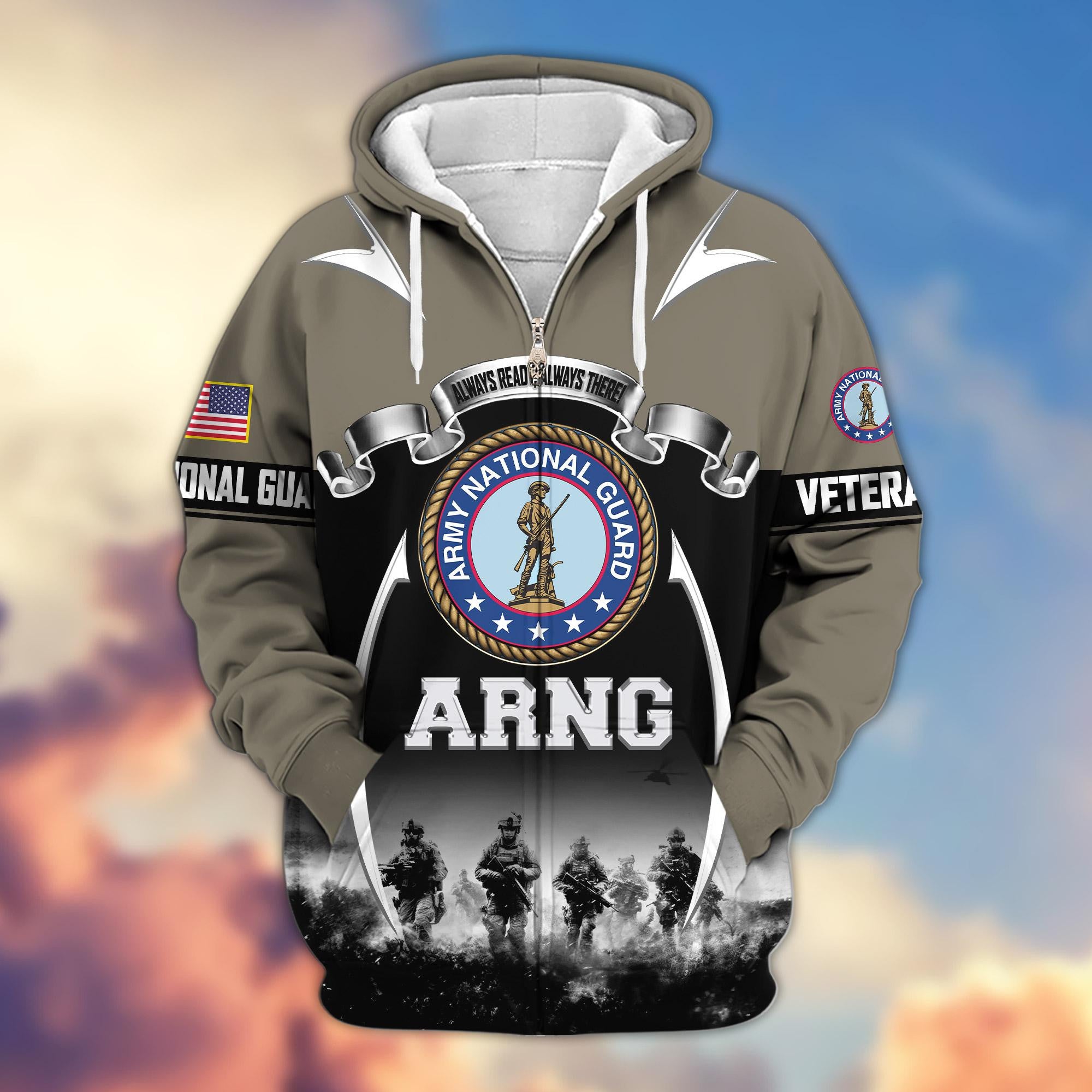 Premium US Veterans Zip Hoodie, Gifts For US Veterans, Gifts On Father's Day, Veterans Day.