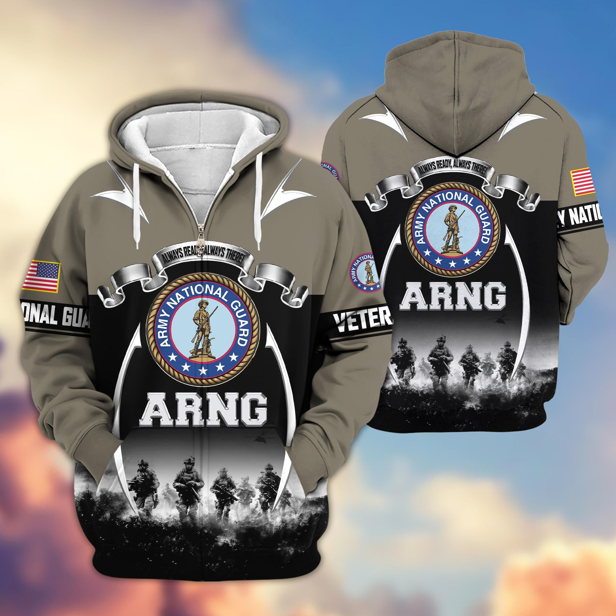 Premium US Veterans Zip Hoodie, Gifts For US Veterans, Gifts On Father's Day, Veterans Day.