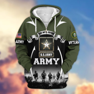 Premium US Veterans Zip Hoodie, Gifts For US Veterans, Gifts On Father's Day, Veterans Day.