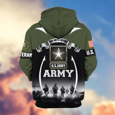 Premium US Veterans Zip Hoodie, Gifts For US Veterans, Gifts On Father's Day, Veterans Day.