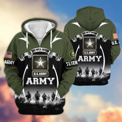 Premium US Veterans Zip Hoodie, Gifts For US Veterans, Gifts On Father's Day, Veterans Day.