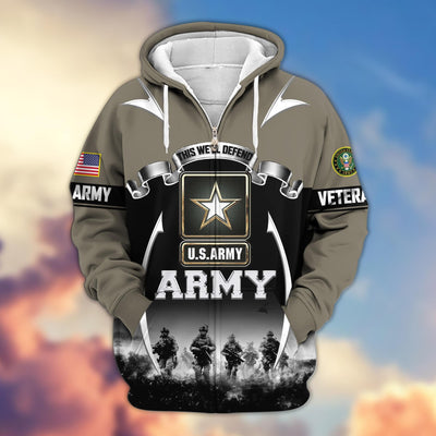 Premium US Veterans Zip Hoodie, Gifts For US Veterans, Gifts On Father's Day, Veterans Day.