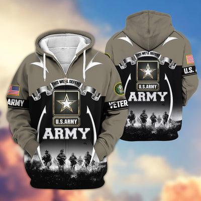 Premium US Veterans Zip Hoodie, Gifts For US Veterans, Gifts On Father's Day, Veterans Day.