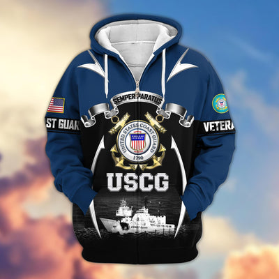 Premium US Veterans Zip Hoodie, Gifts For US Veterans, Gifts On Father's Day, Veterans Day.