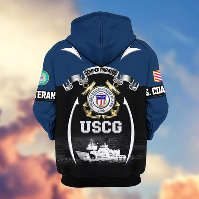 Premium US Veterans Zip Hoodie, Gifts For US Veterans, Gifts On Father's Day, Veterans Day.