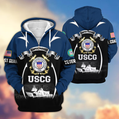 Premium US Veterans Zip Hoodie, Gifts For US Veterans, Gifts On Father's Day, Veterans Day.