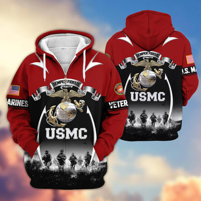Premium US Veterans Zip Hoodie, Gifts For US Veterans, Gifts On Father's Day, Veterans Day.