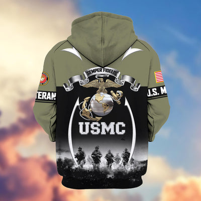 Premium US Veterans Zip Hoodie, Gifts For US Veterans, Gifts On Father's Day, Veterans Day.