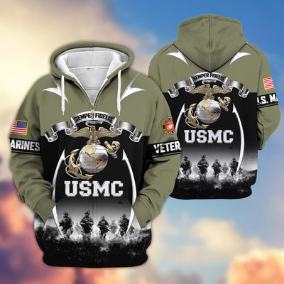 Premium US Veterans Zip Hoodie, Gifts For US Veterans, Gifts On Father's Day, Veterans Day.