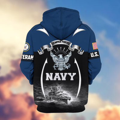 Premium US Veterans Zip Hoodie, Gifts For US Veterans, Gifts On Father's Day, Veterans Day.